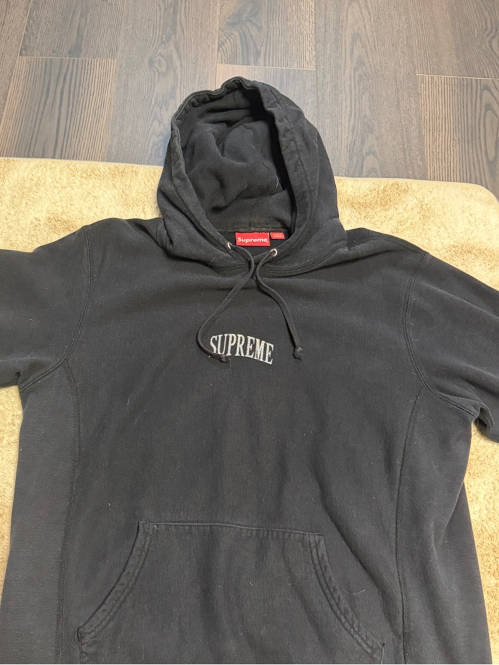 Supreme Black Hoodie with Sparkle/shiny logo